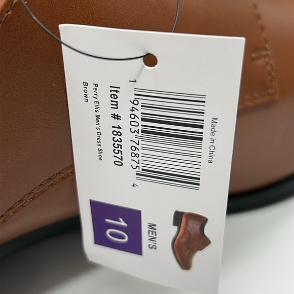 Perry Ellis Men’s Brown Leather Dress Shoes – Size 10 – Classic Lace-Up NWT main image 6